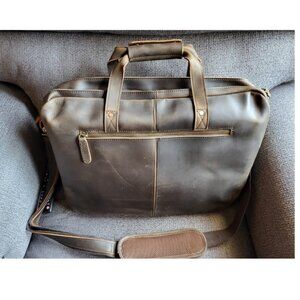 Genuine Leather Briefcase for Men 17 Inch Laptop Crossbody Shoulder Office Bag